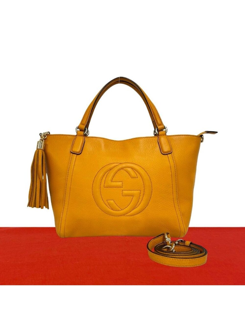 Gucci Soho Interlocking G Embossed Leather 2-Way Shoulder Bag Orange